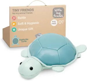 Little Big Friends Tiny Friends | Rattle Toy | Special Stuffed Animal | Easy to Clean | Emilie The Turtle