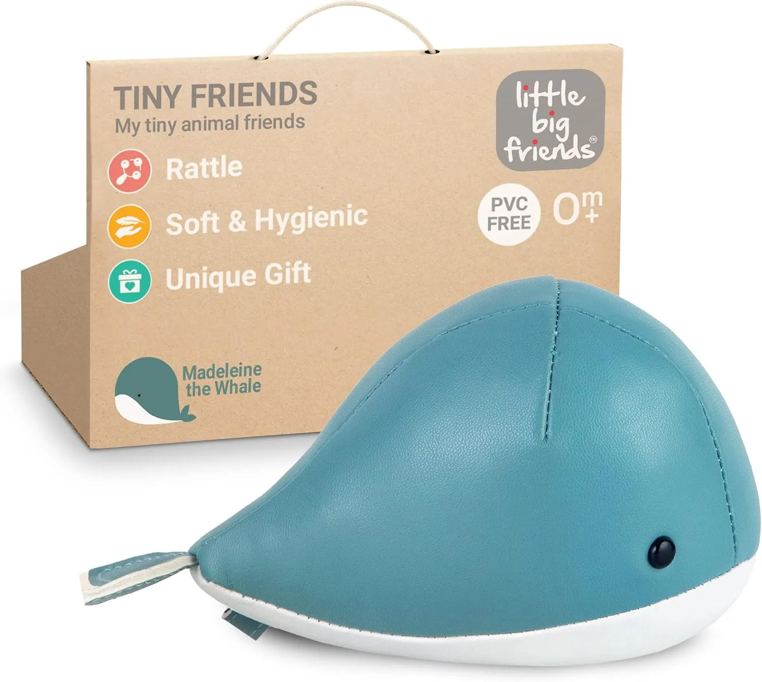 Little Big Friends Tiny Friends | Rattle Toy | Special Stuffed Animal | Easy to Clean | Madeleine The Whale