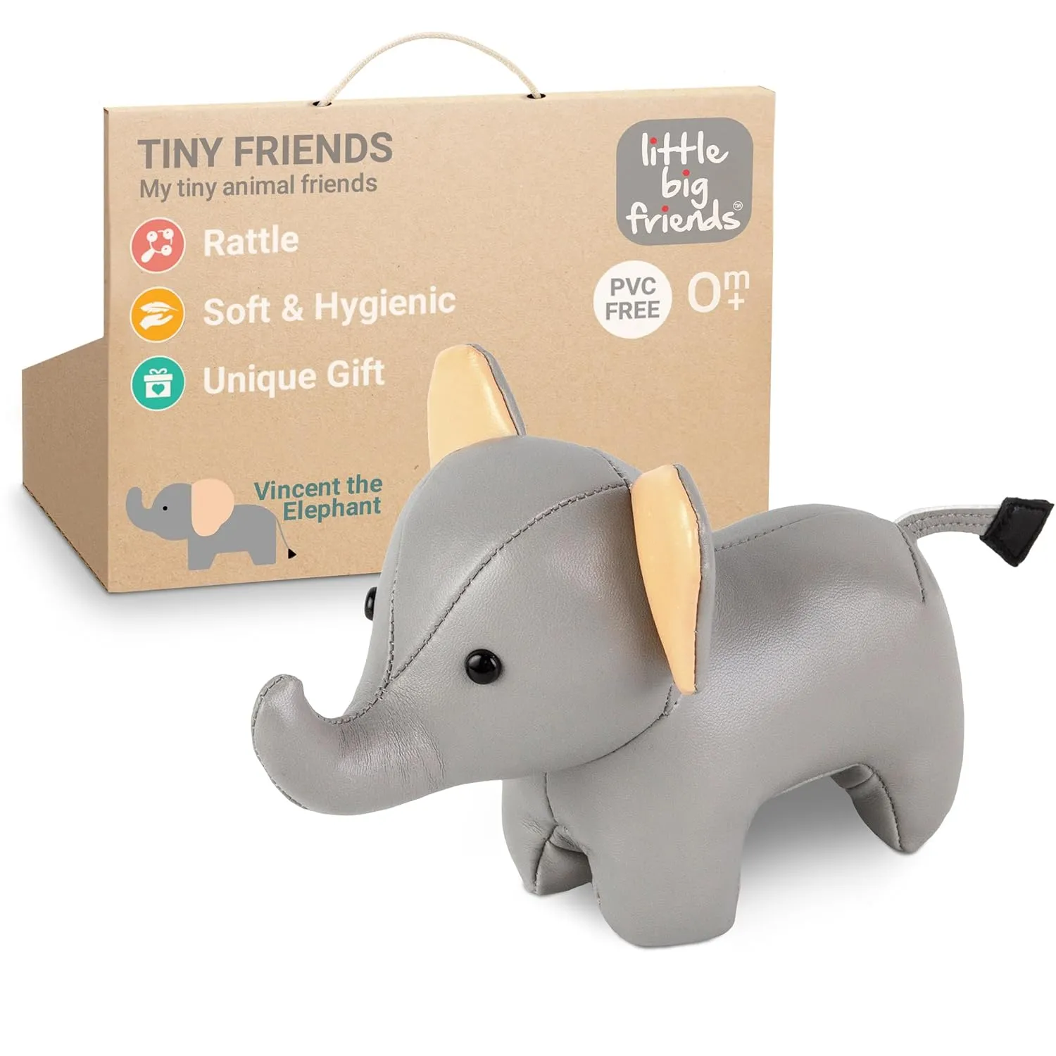 Little Big Friends Tiny Friends | Rattle Toy | Special Stuffed Animal | Easy to Clean | Vincent The Elephant