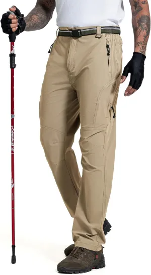 LONGBIDA Men's Hiking Pants Quick Dry Lightweight Waterproof Fishing Camping Cargo Work Pants with Belt