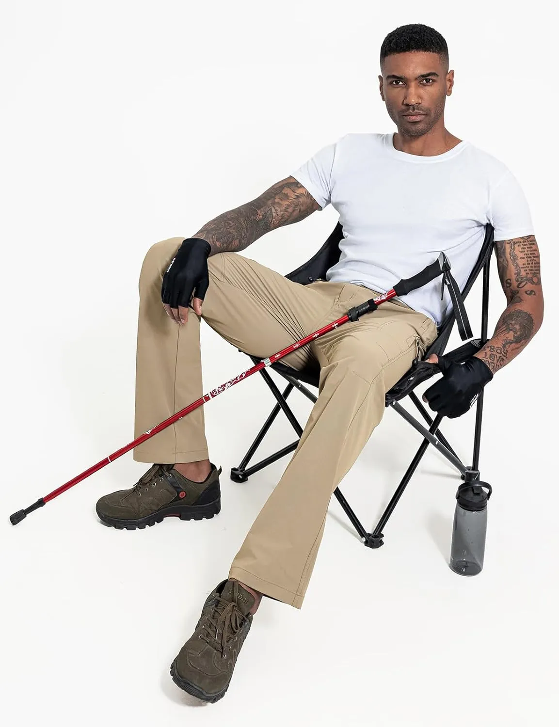 LONGBIDA Men's Hiking Pants Quick Dry Lightweight Waterproof Fishing Camping Cargo Work Pants with Belt