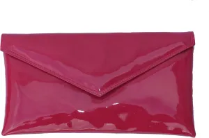 LONI Womens Neat Envelope Faux Leather Patent Clutch Bag/Shoulder Bag