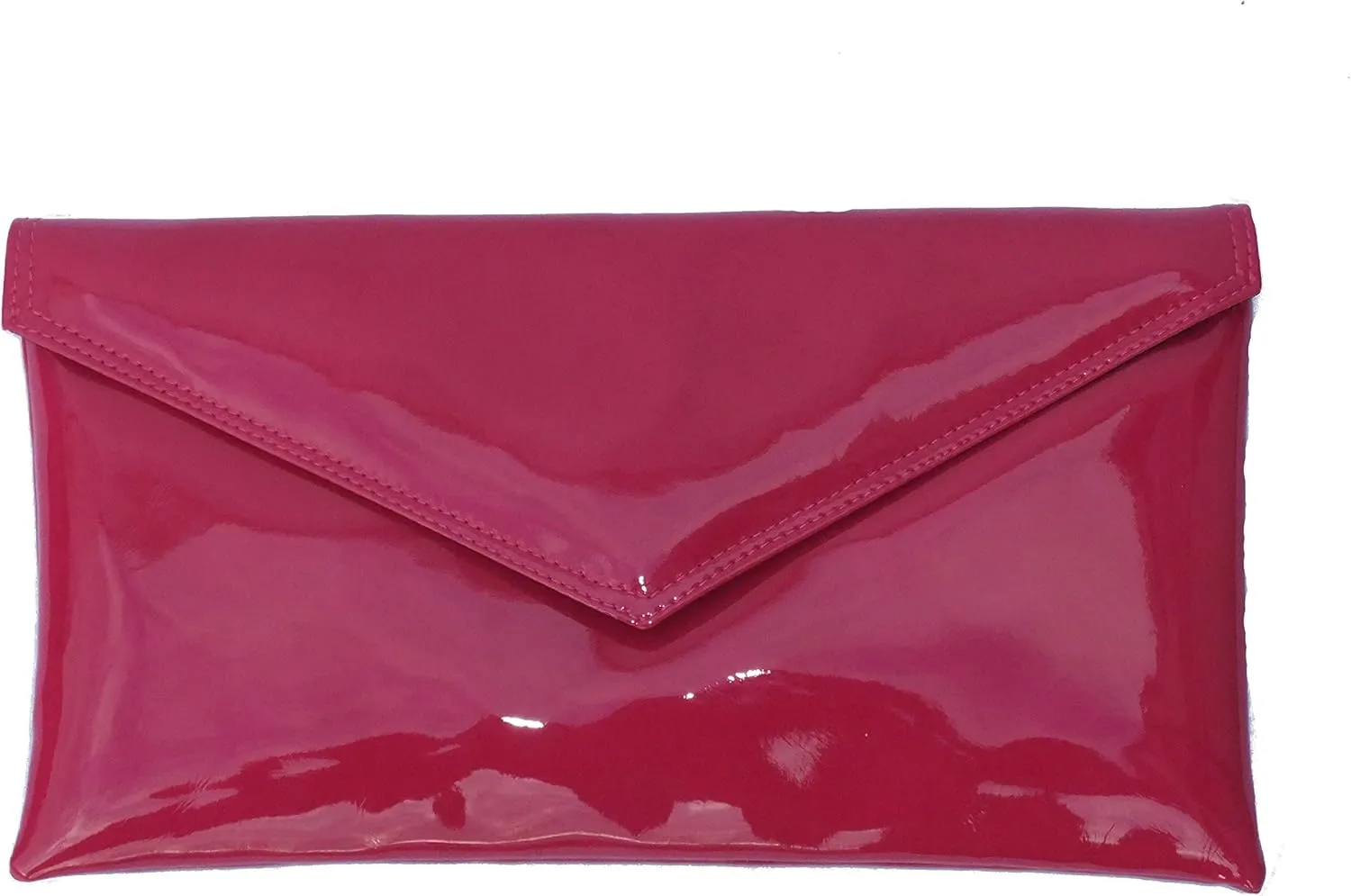 LONI Womens Neat Envelope Faux Leather Patent Clutch Bag/Shoulder Bag
