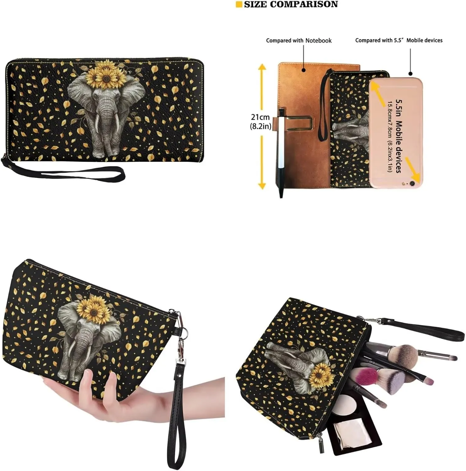 Lotusorchid Tote Bag for Women, 3Pcs Top Handle Satchel Purse Handbag with PU Leather Matching Wallet Cosmetic Bag