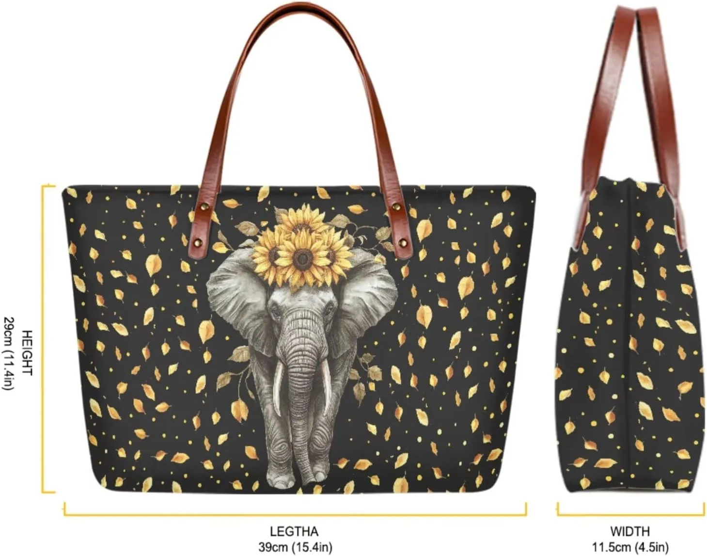 Lotusorchid Tote Bag for Women, 3Pcs Top Handle Satchel Purse Handbag with PU Leather Matching Wallet Cosmetic Bag