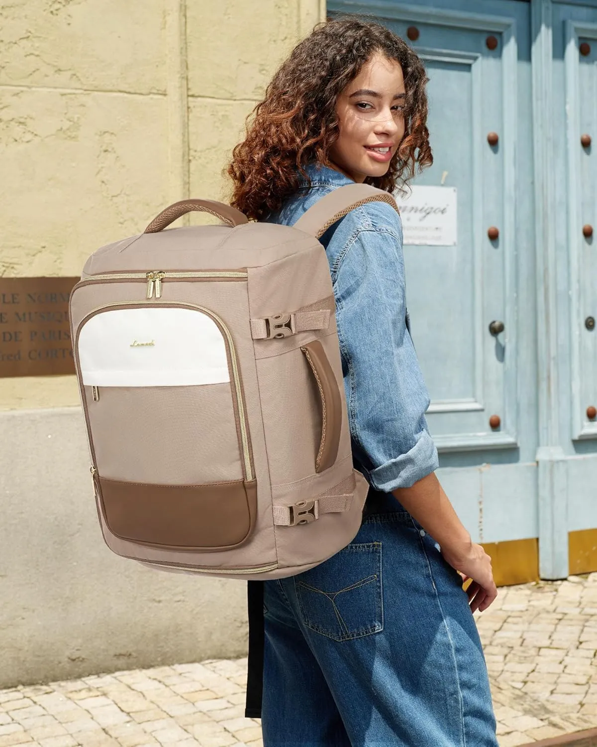 LOVEVOOK 50L Travel Backpack for Women, TSA Approved Carry On Backpack with 3 Packing Cubes, Personal Item Bag Fits 17" Laptop, Water-resistant Travel Carry On Bag for Women