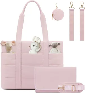 LOVEVOOK Diaper Bag Tote, 15.6inch Large Baby Diaper Bag Waterproof Travel Diaper Tote with Changing Pad