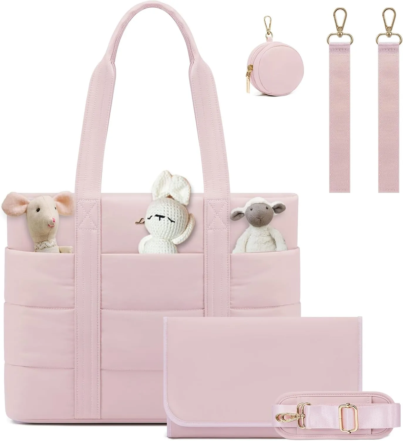 LOVEVOOK Diaper Bag Tote, 15.6inch Large Baby Diaper Bag Waterproof Travel Diaper Tote with Changing Pad