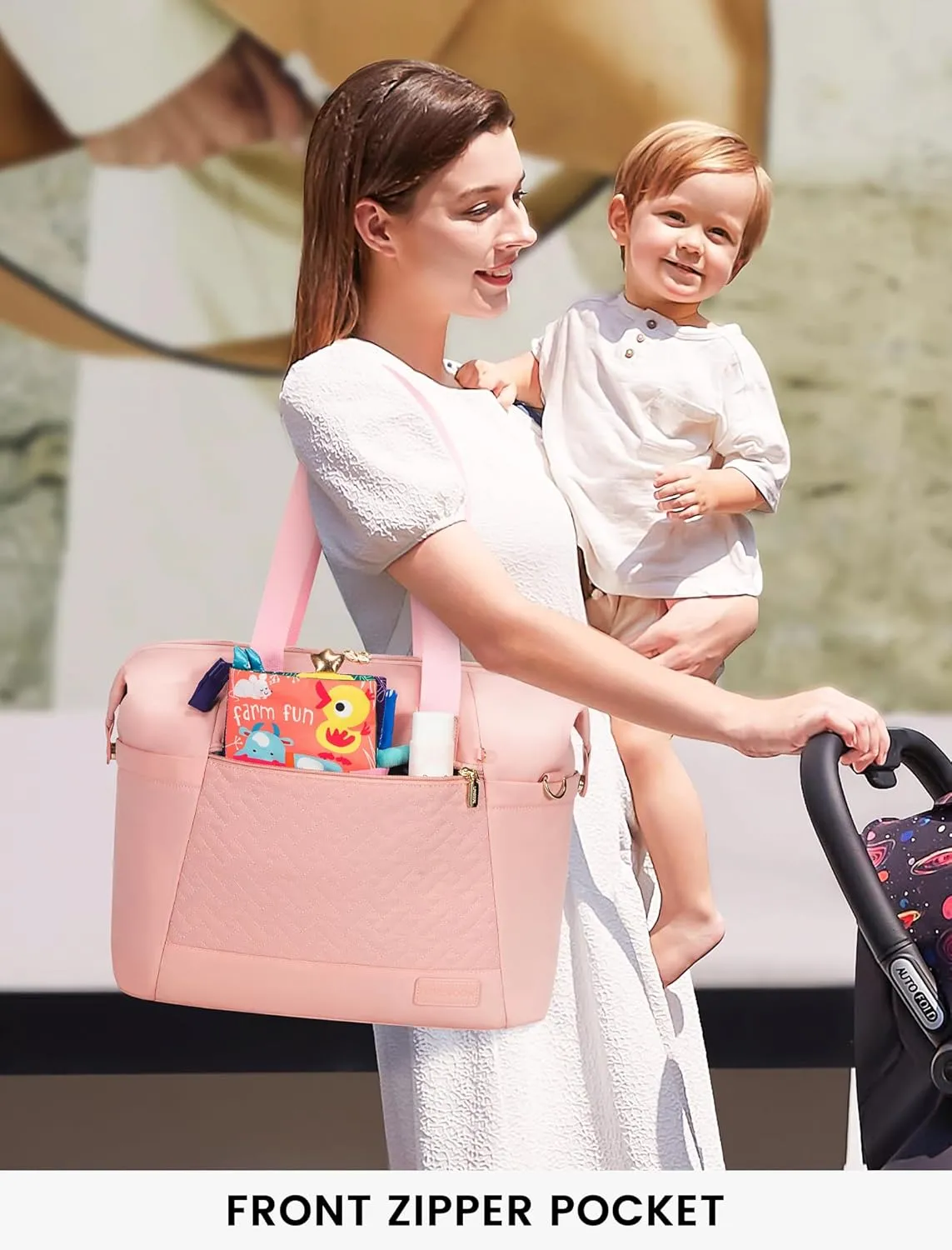 LOVEVOOK Diaper Bag Tote, Large Baby Diaper Bag Waterproof Travel Diaper Tote with Changing Pad