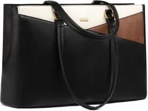 LOVEVOOK Laptop Bag for Women,17.3 Inch Laptop Tote Bag for Women,Vintage Leather Work Tote Bags Computer Teacher Bag,Waterproof Business Office Briefcase
