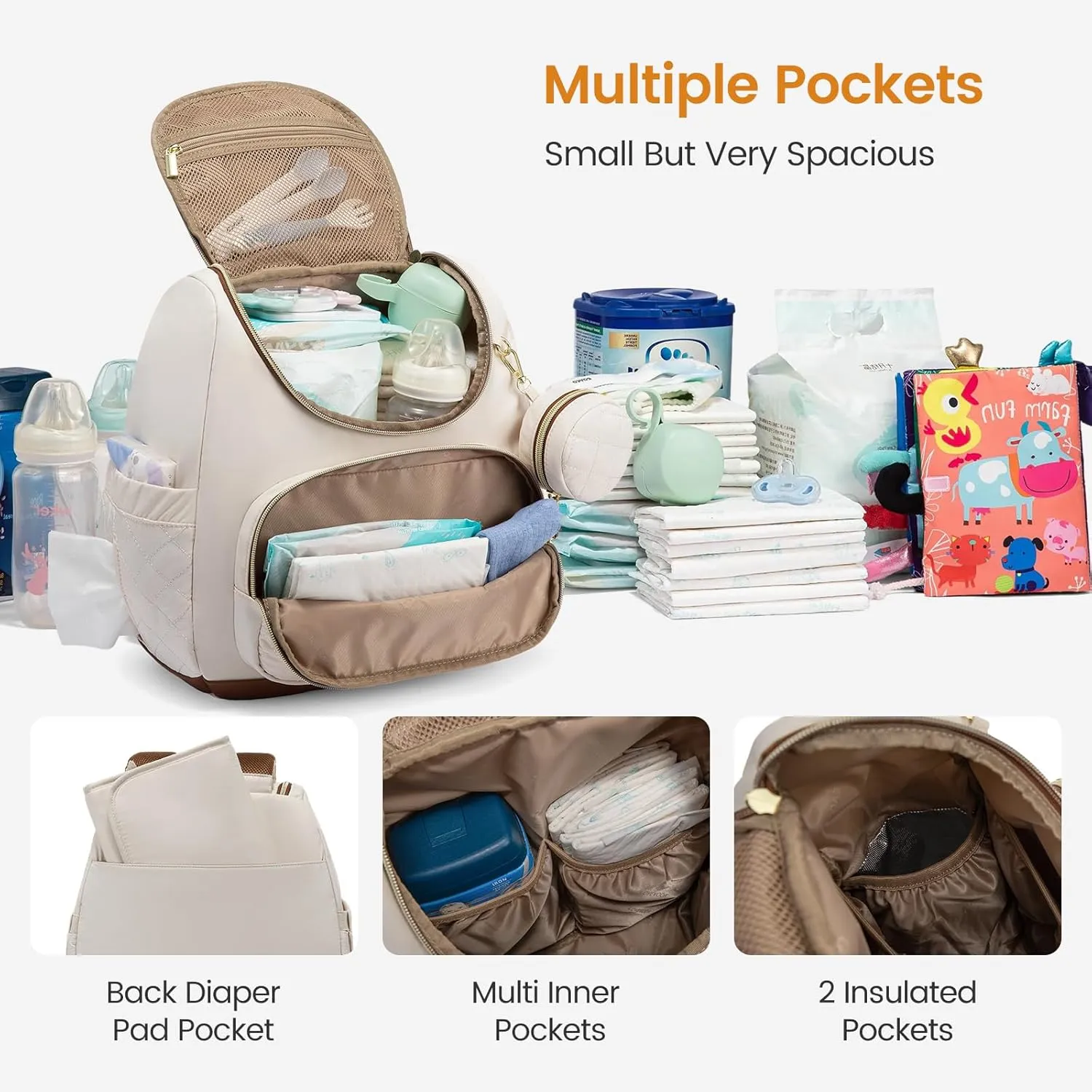 LOVEVOOK Mini Diaper Bag Backpack, Waterproof Diaper Bags for Baby Girl Boy with Changing Pad, Stylish Baby Diaper Bag, Diaper Bag for Mom Dad with Stroller Buckles,14 Inch