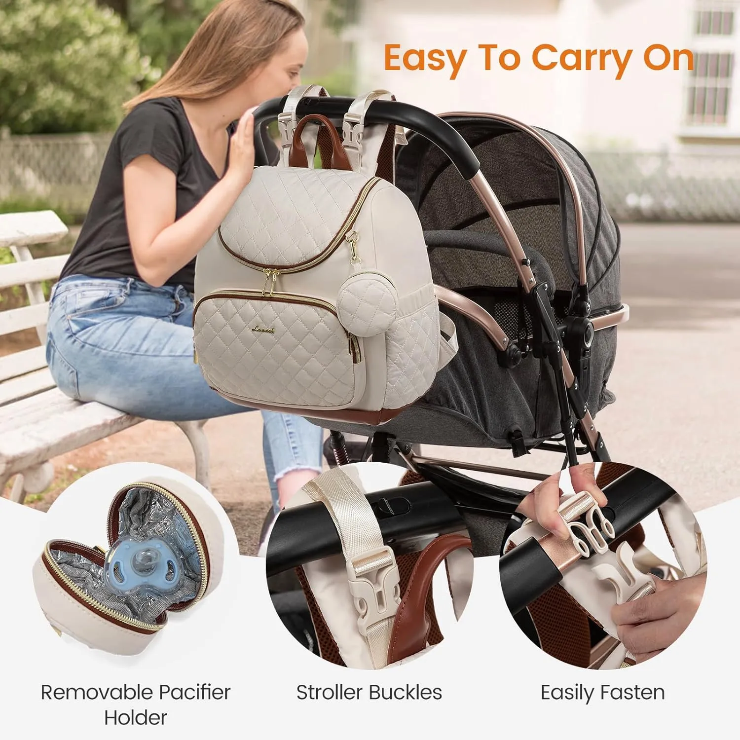 LOVEVOOK Mini Diaper Bag Backpack, Waterproof Diaper Bags for Baby Girl Boy with Changing Pad, Stylish Baby Diaper Bag, Diaper Bag for Mom Dad with Stroller Buckles,14 Inch