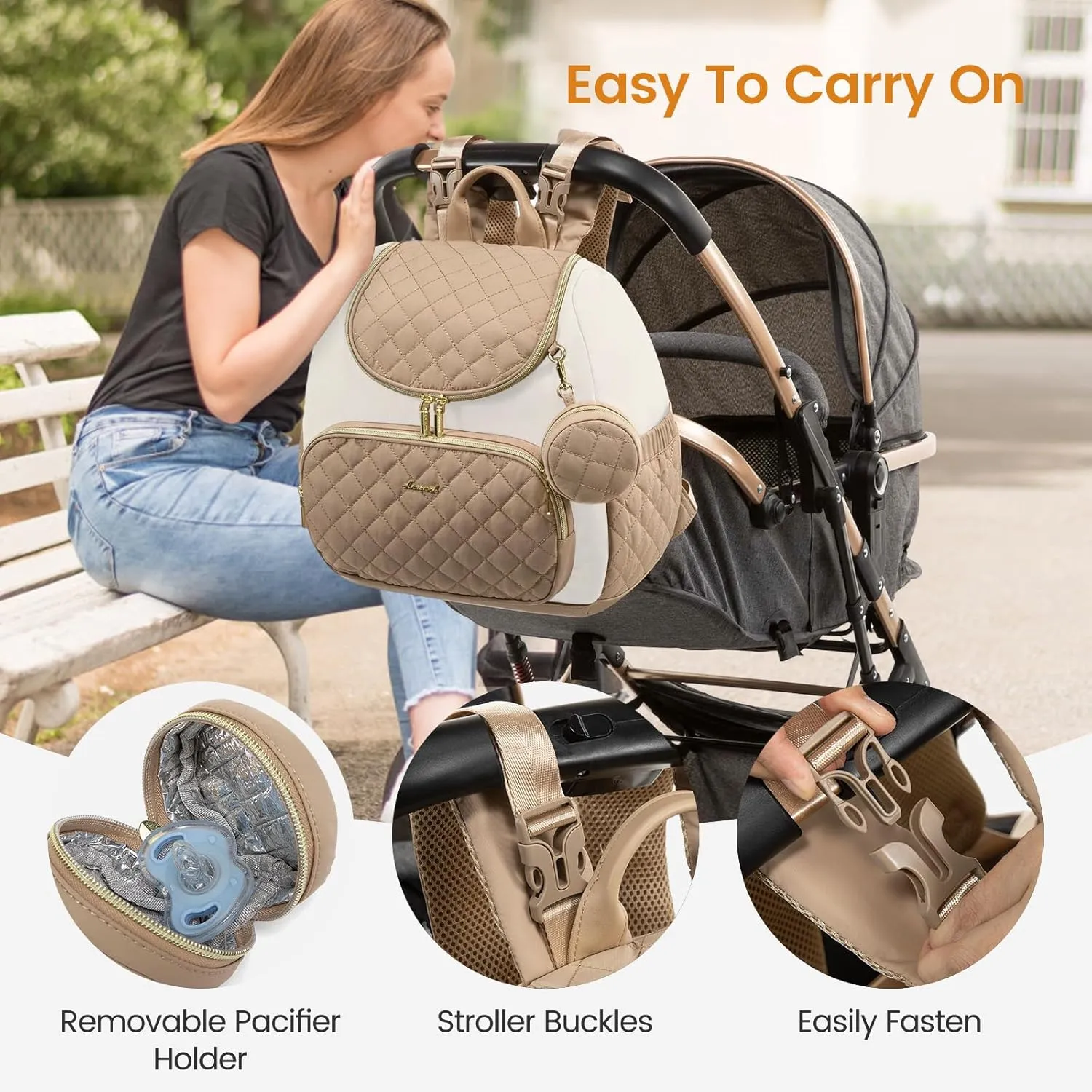 LOVEVOOK Mini Diaper Bag Backpack, Waterproof Diaper Bags for Baby Girl Boy with Changing Pad, Stylish Baby Diaper Bag, Diaper Bag for Mom Dad with Stroller Buckles,14 Inch