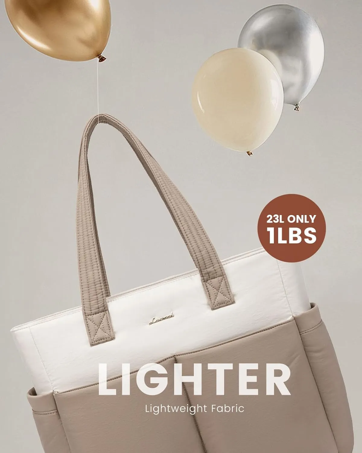 LOVEVOOK Puffer Tote Bag for Women, Lightweight Work Bag for Teacher, Nurse, Daily, Travel Tote Bag, Large Shoulder Bag,2Pcs