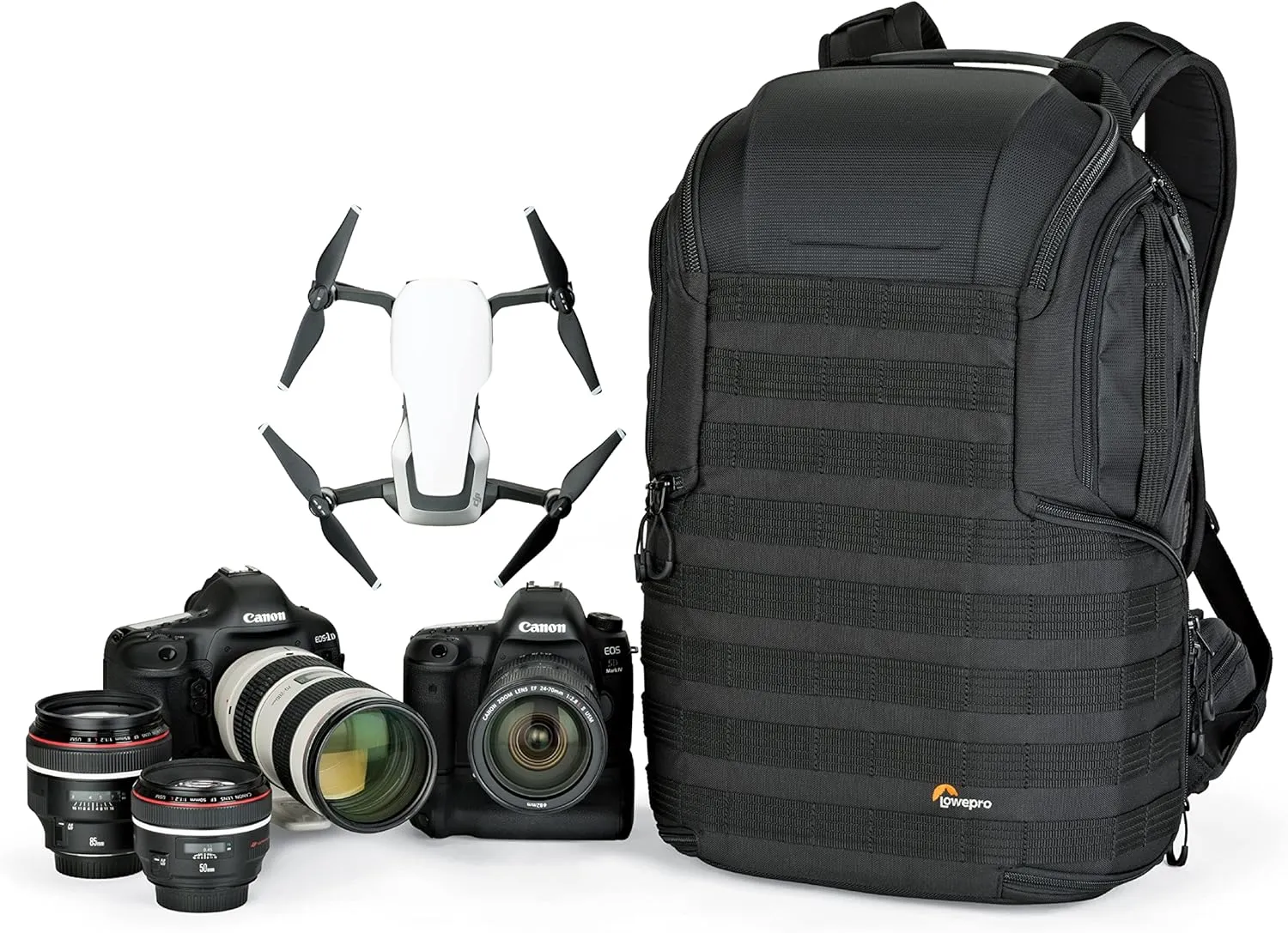 Lowepro ProTactic 450 AW II Black Pro Modular Backpack with Recycled Material, Camera Bag for Professional Use, for Laptop Up to 15", Backpack for Professional Cameras and Drones, LP37177-GRL, Black