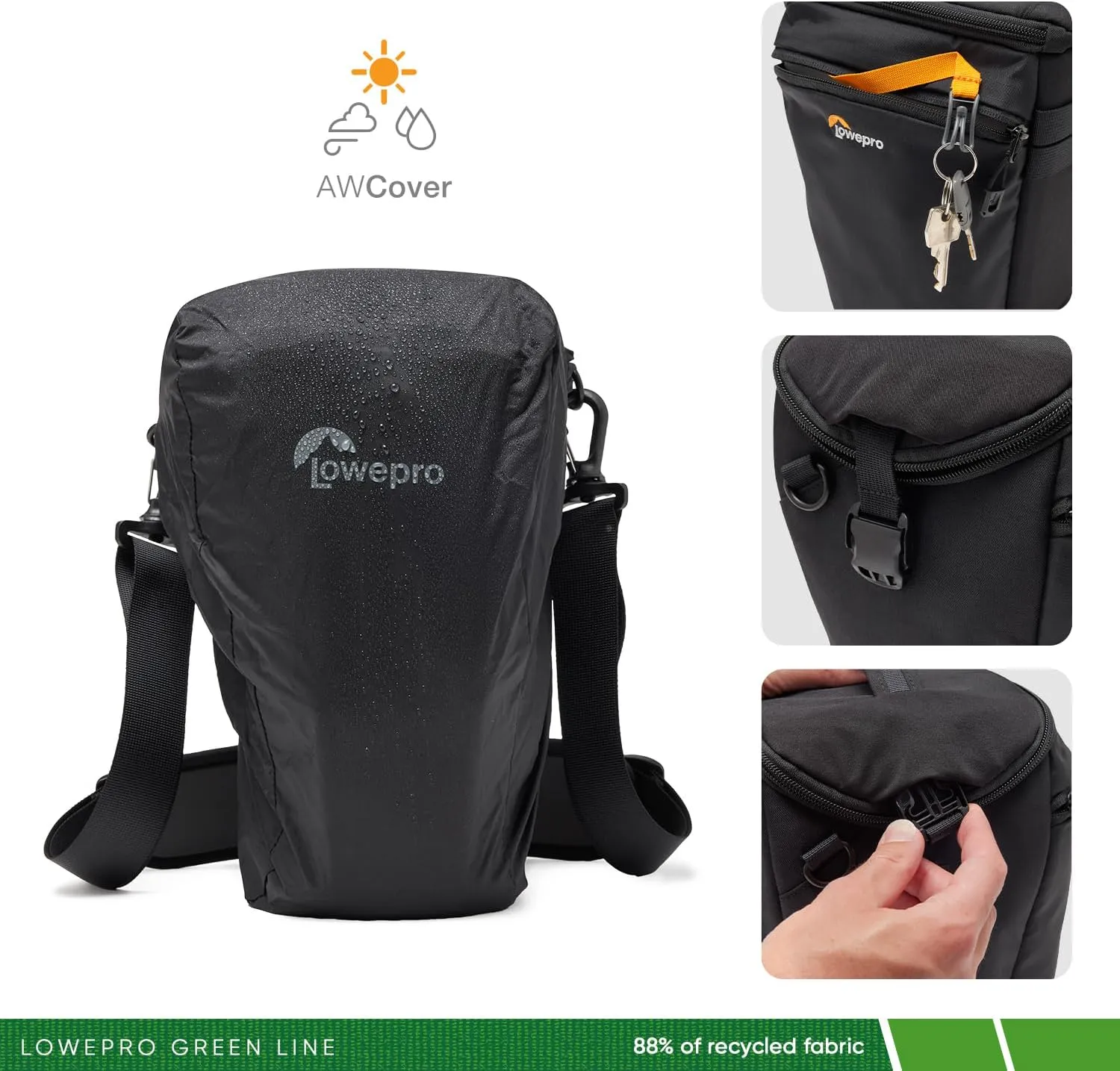 Lowepro ProTactic TLZ 70 Pro AW III Toploader Camera Bag, Camera Case for DSLR, Mirrorless, Vol.5L Dim: 12.x5.51x6.3in, for Cameras w/Lens attached, Modular Shoulder Bag, for Photographer/Videographer