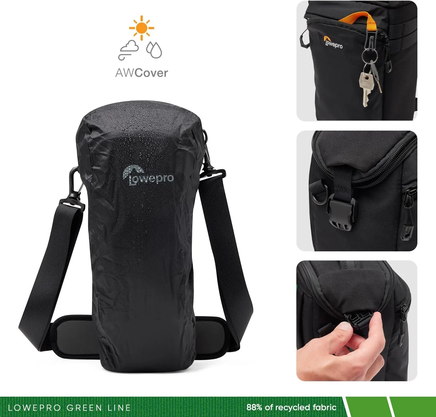 Lowepro ProTactic TLZ 75 Slim AW III Toploader Camera Bag, Camera Case for DSLR, Mirrorless, Vol. 4.5L, Dim: 14.57x4.13x5.5in for Cameras w/Lens attached, Modular Shoulder Bag, for Photographer/Video