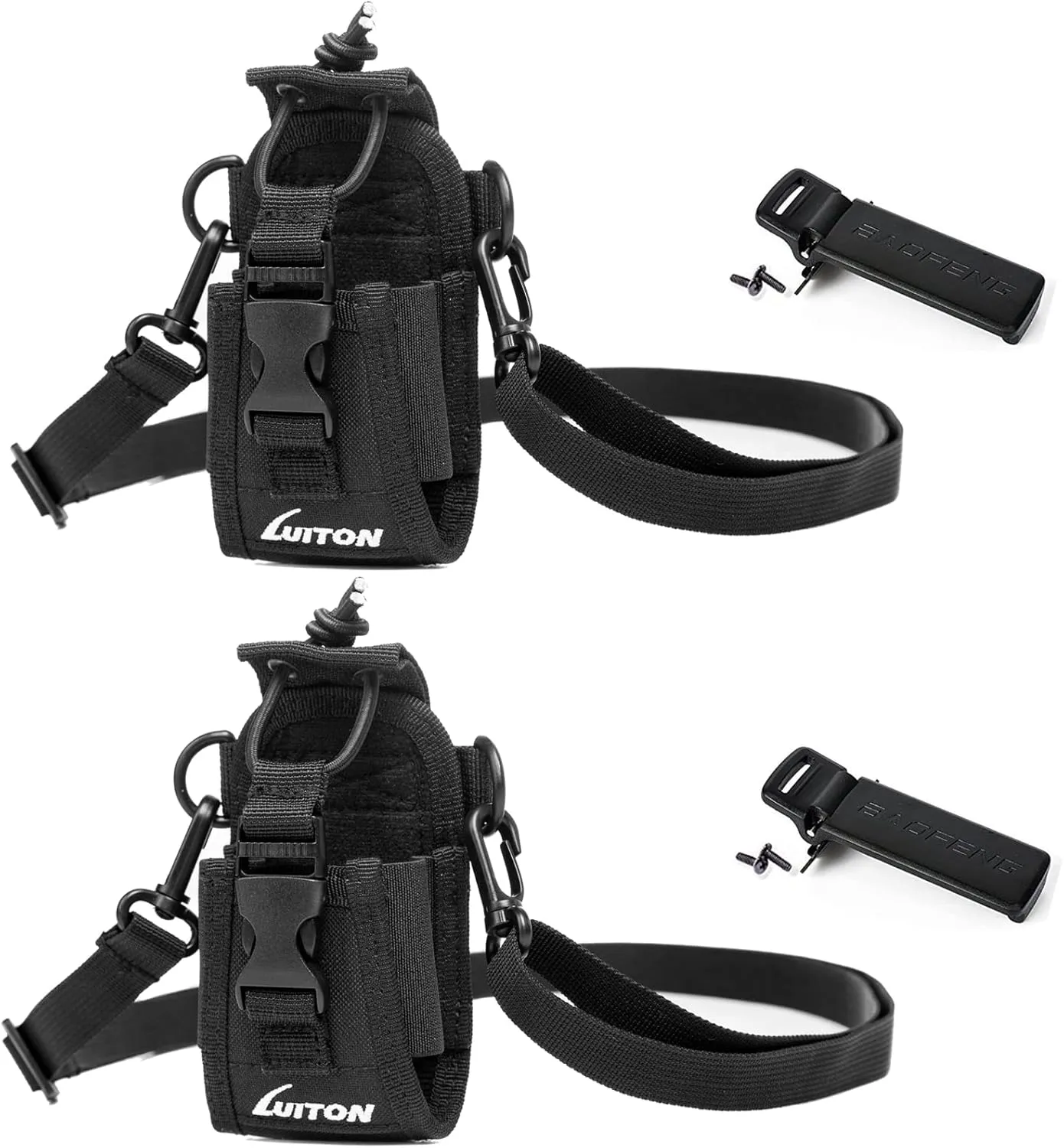 LUITON Radio Holder Walkie Talkie Pouch Molle Radio Pouch BaoFeng Radio Holster Strap Radio Case for Duty Belt Compatible with BaoFeng UV5R 888S F8HP Kenwood Icom HYT Arcshell Retevis H777 (2 Pack)