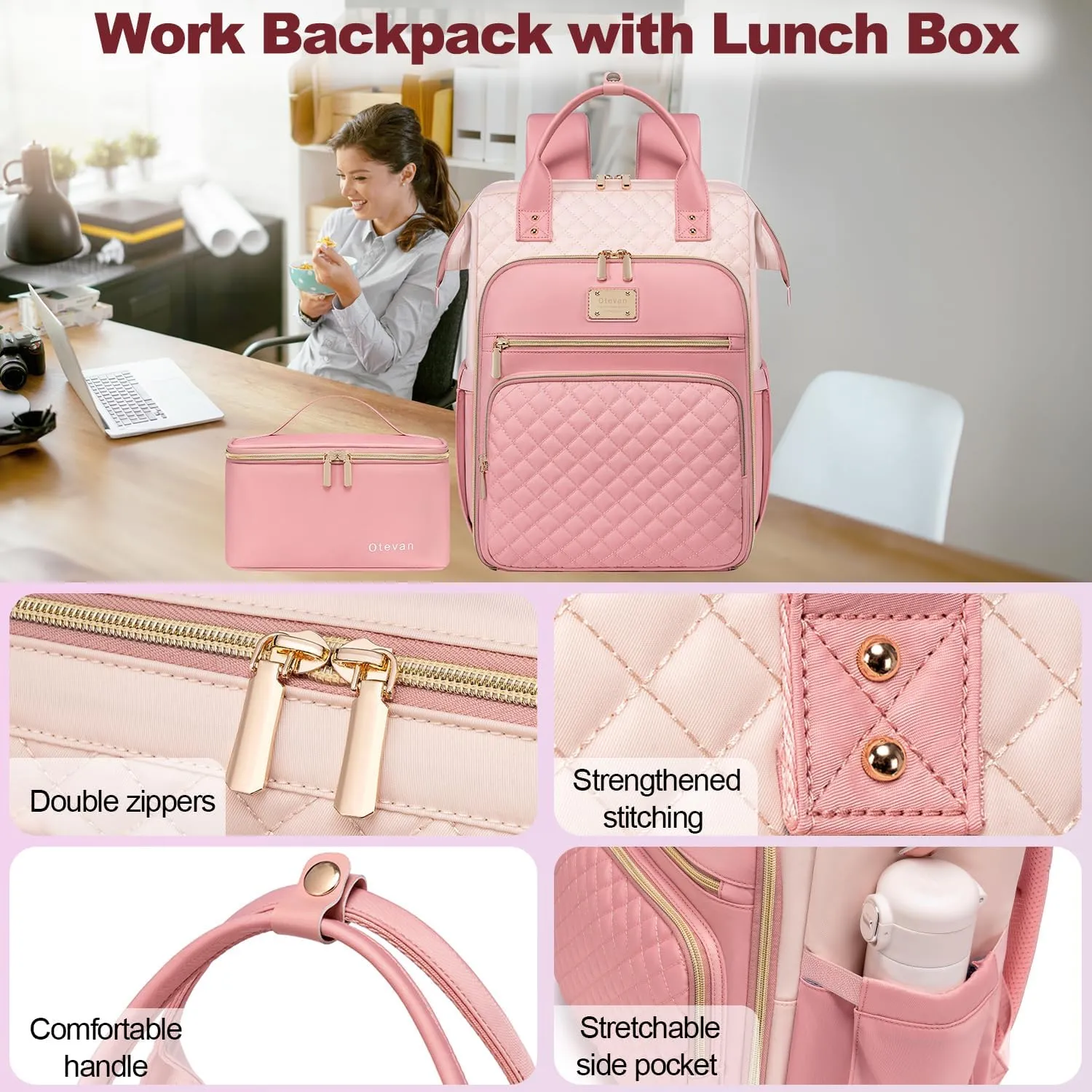 Lunch Backpack for Women, 15.6 inch Laptop Backpacks for Womens, Work Backpacks with Lunchbox,Insulated Back pack Cooler,Teacher Nurse Travel Backpack for Women
