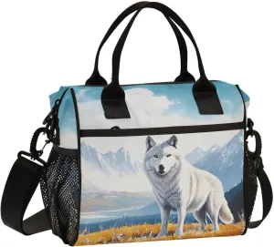 Lunch Bag Wolf Grassland Landscape Lunch Box for Women Men Reusable Lunch Tote Shoulder Bag Leakproof Thermal Insulated Lunch Containers for Work Picnic Travel