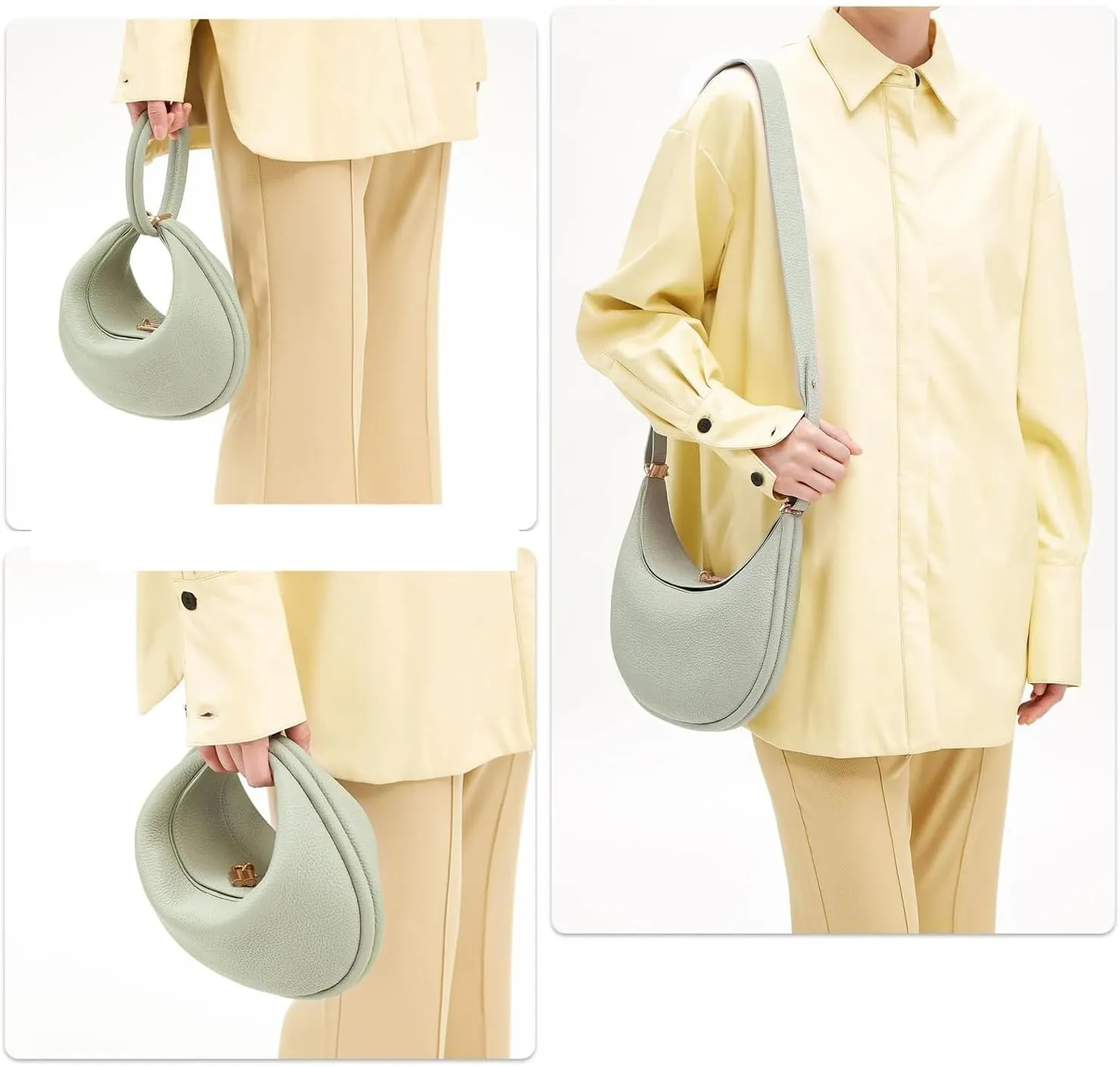 Lushandy PU Leather Crescent Bag and Women's Luna 4-in-1 Shoulder Bag, Half Moon Bag, Hobo Clutch