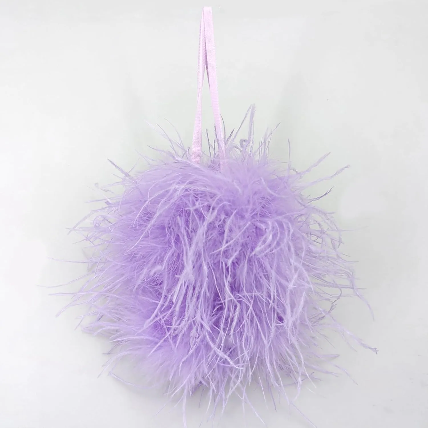 LVCOMEFF Women Ostrich Feather Drawstring Handbag Cute Mini Bucket Purse Furry for Party Wedding