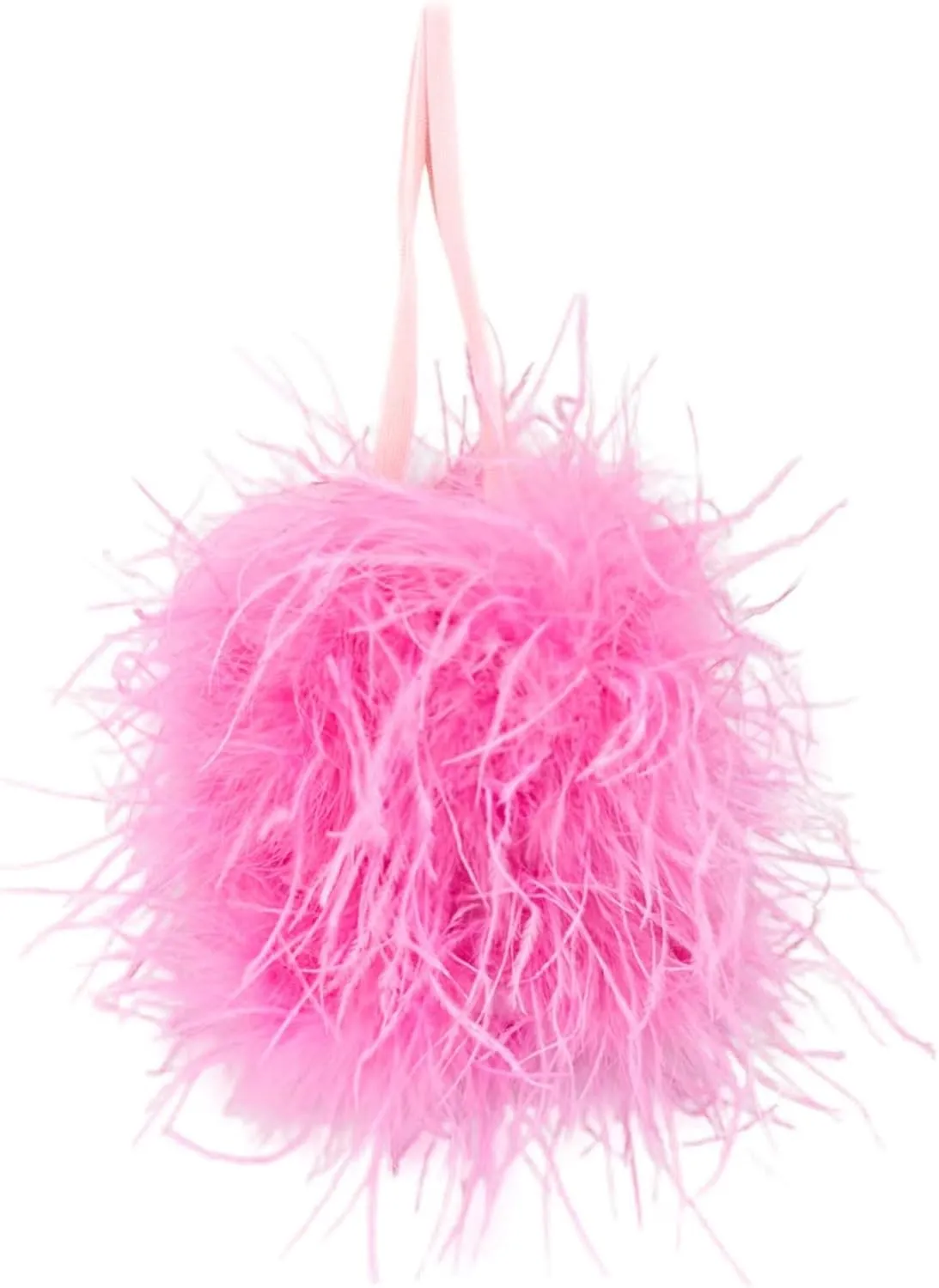 LVCOMEFF Women Ostrich Feather Drawstring Handbag Cute Mini Bucket Purse Furry for Party Wedding