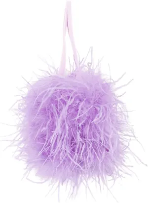 LVCOMEFF Women Ostrich Feather Drawstring Handbag Cute Mini Bucket Purse Furry for Party Wedding