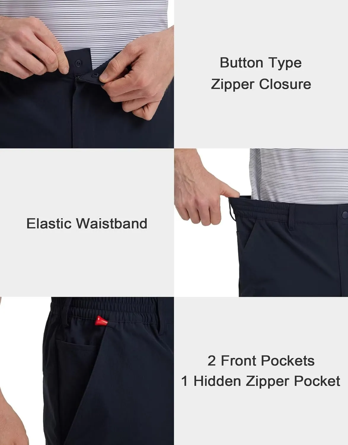 M MAELREG Mens Golf Pants 5 Pockets Lightweight - 30"/32"/34" Dry Fit Water-Resistant Stretch Dress Work Mens Casual Pants