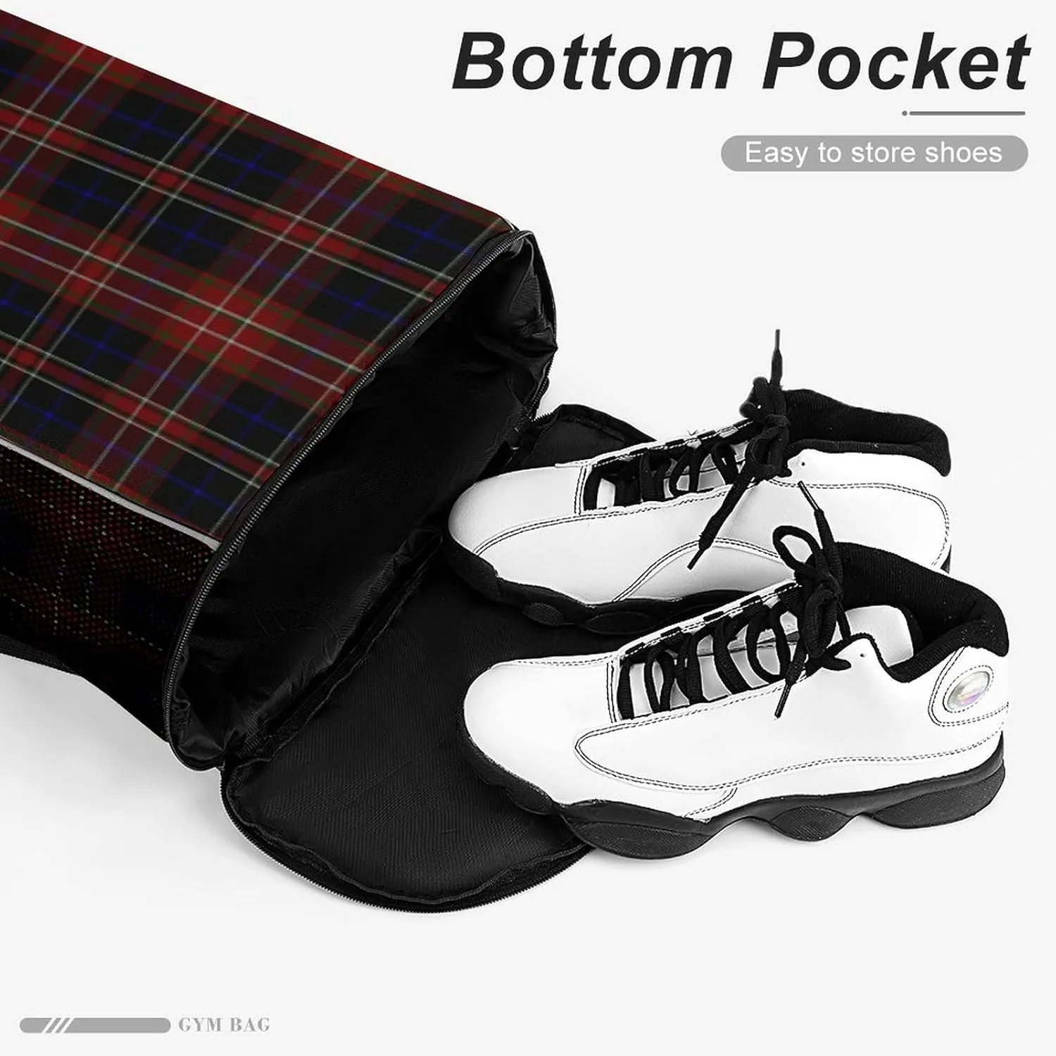 MacDonald Tartan Plaid Black Red Sports Bundle Pocket with Dry Wet Separation Unisex