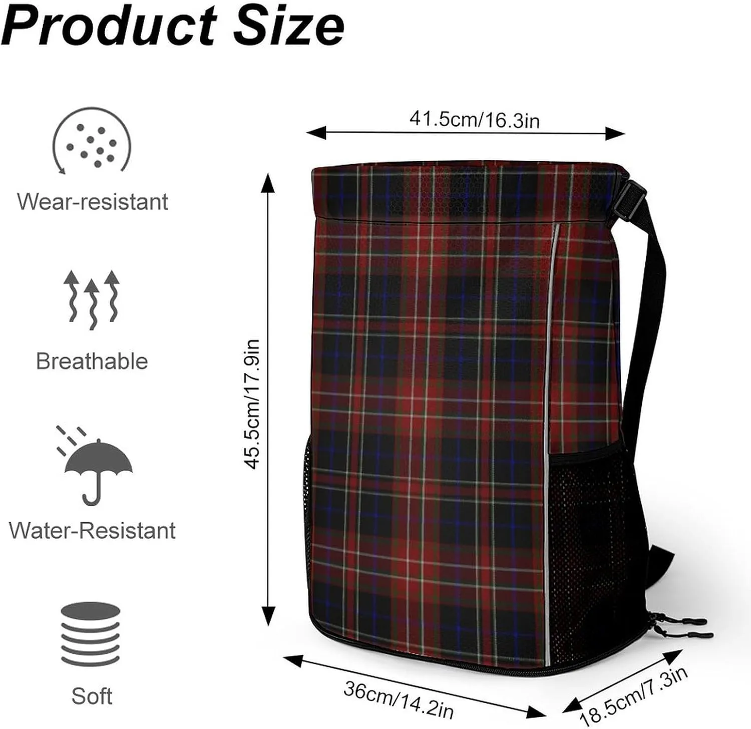 MacDonald Tartan Plaid Black Red Sports Bundle Pocket with Dry Wet Separation Unisex