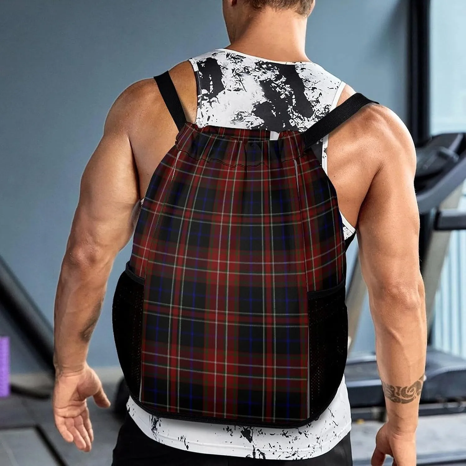 MacDonald Tartan Plaid Black Red Sports Bundle Pocket with Dry Wet Separation Unisex
