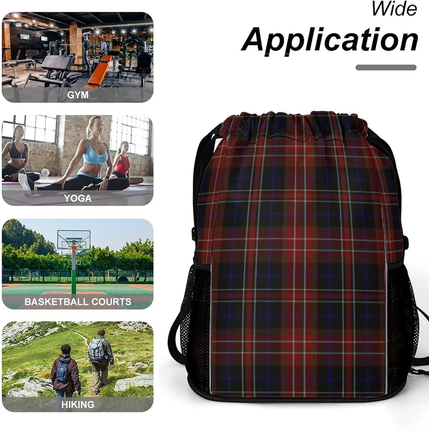 MacDonald Tartan Plaid Black Red Sports Bundle Pocket with Dry Wet Separation Unisex