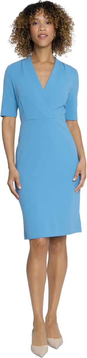 Maggy London Versatile V-Neck Elbow Sleeve Knee-Length Business Casual Dresses for Women