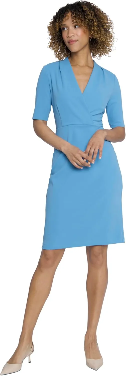 Maggy London Versatile V-Neck Elbow Sleeve Knee-Length Business Casual Dresses for Women