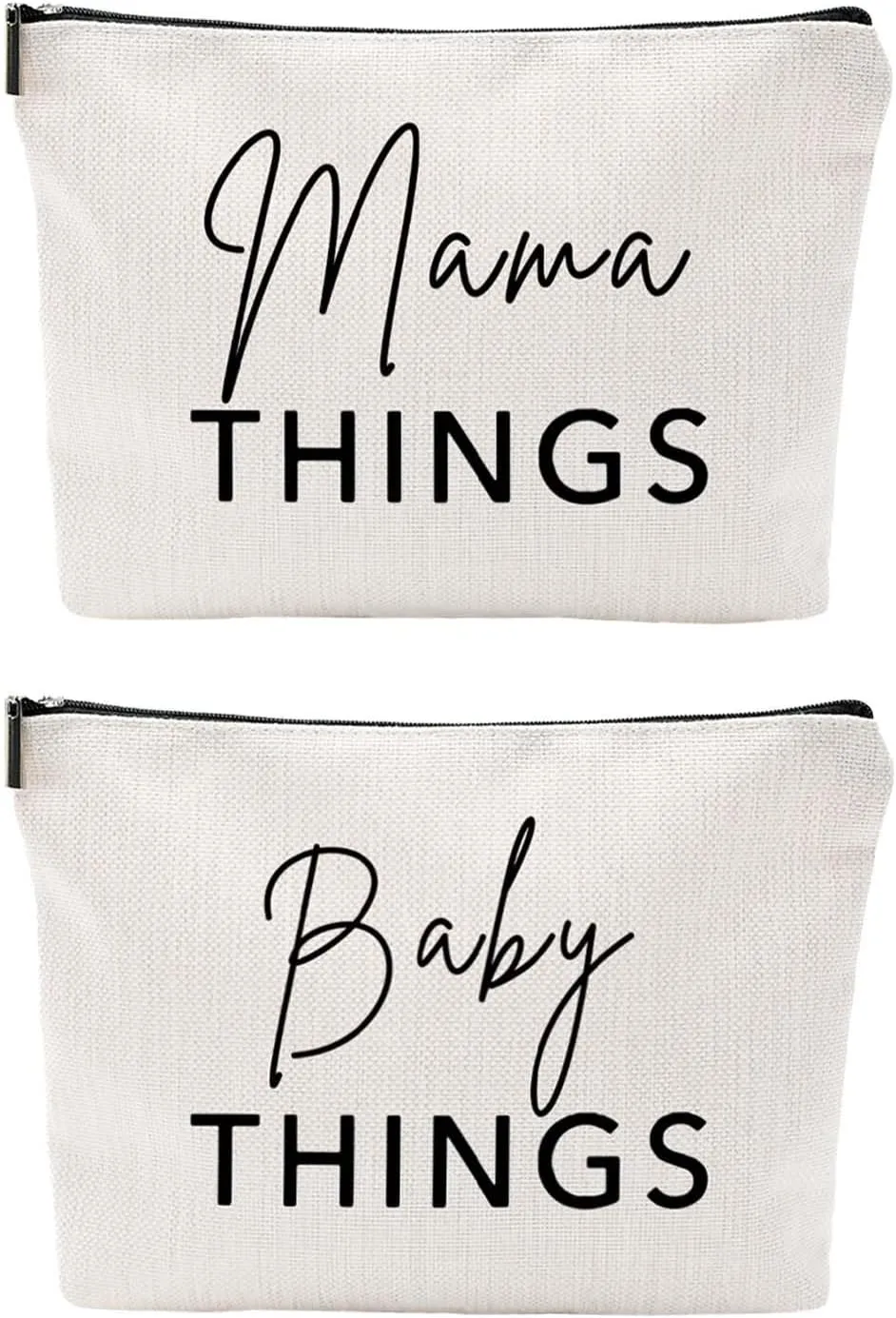 Mama and Baby Bag Set Canvas Pouch Set Keepsake for New Mothers Travel Toiletry Bag for Baby Stuff, Mother's Day Gifts, Set of 2