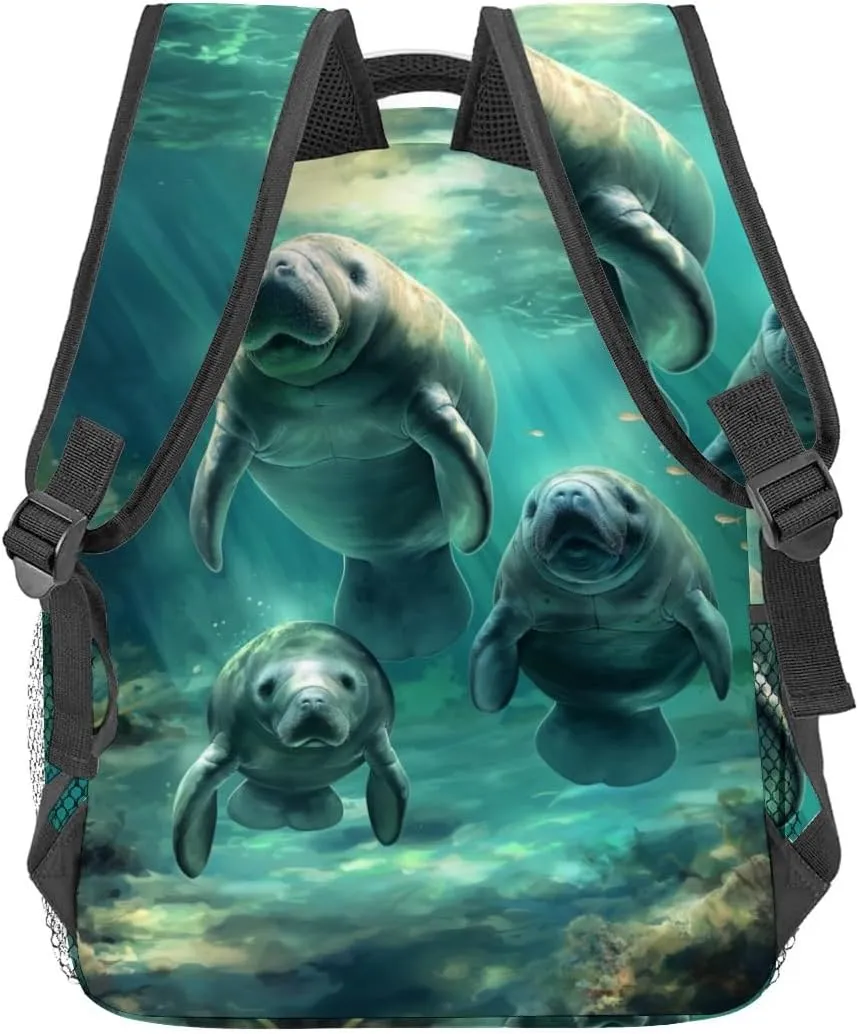 Manatee Backpack Travel Backpacks Laptop Rucksack,School Bookbag for Women Kids Boys Girls,Animal Back Pack Accessories Bags,Ideal Gifts for Work, Outdoor Adventures