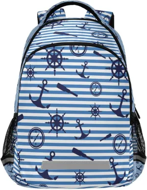 Maritime Anchor Steel Backpack Laptop Backpacks Book Bags Water Resistant Daypack Durable College Shoulder Bag Sports Travel Day Pack