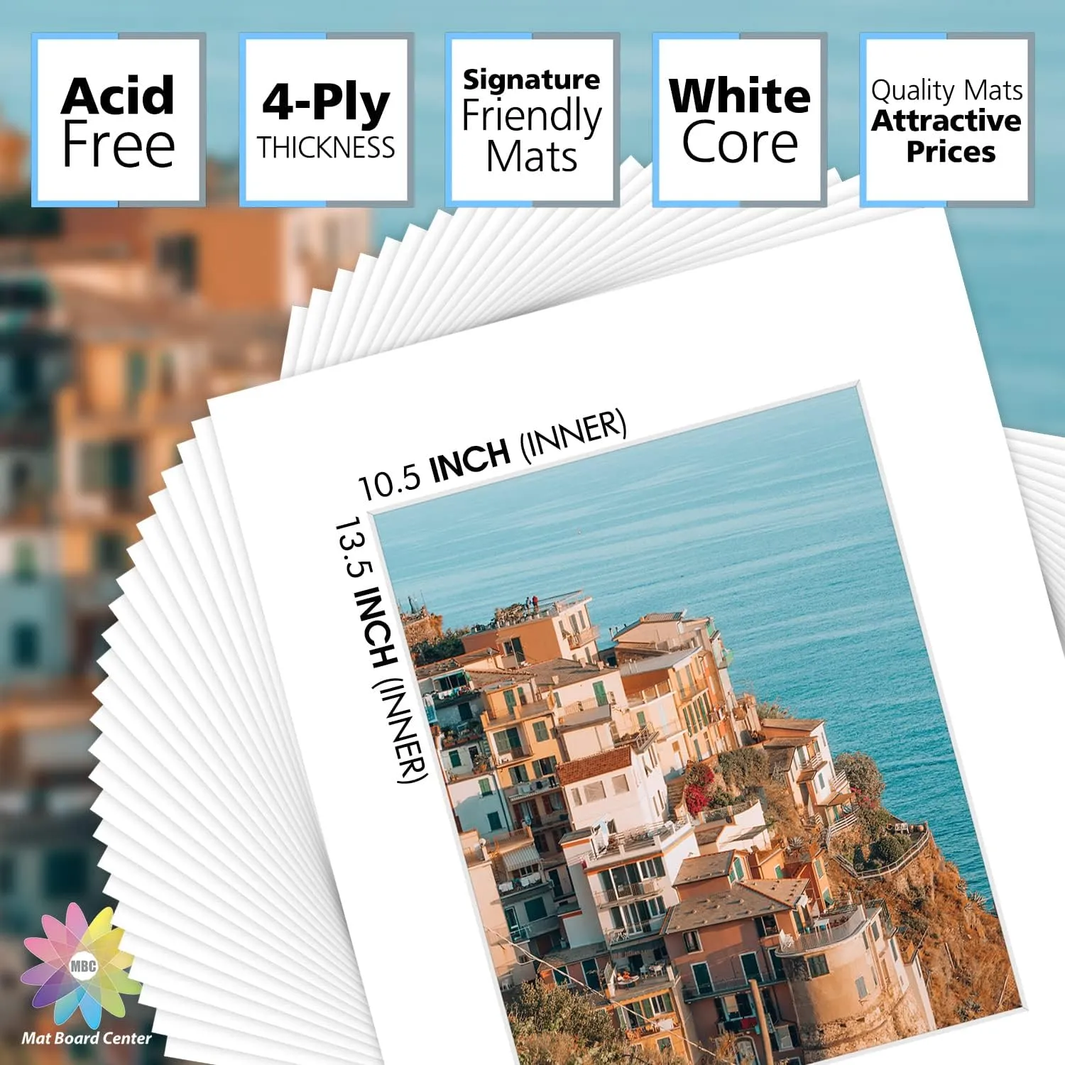 Mat Board Center, 25 Pack of White Pre-Cut Mat Board 16x20 Picture Mat for 11x14 Photo with White Core Bevel Cut Mattes Sets. Includes 25 Acid Free Mats & 25 Backing Board & 25 Clear Bags