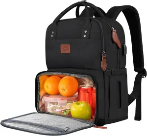 MATEIN Work Backpack Woman, Insulated Cooler Backpacks with Lunch Box, 15.6 Inch Laptop Backpack with USB Port Reusable Water Resistant Tote Food Bag for College Beach Camping Picnics Womens Gifts