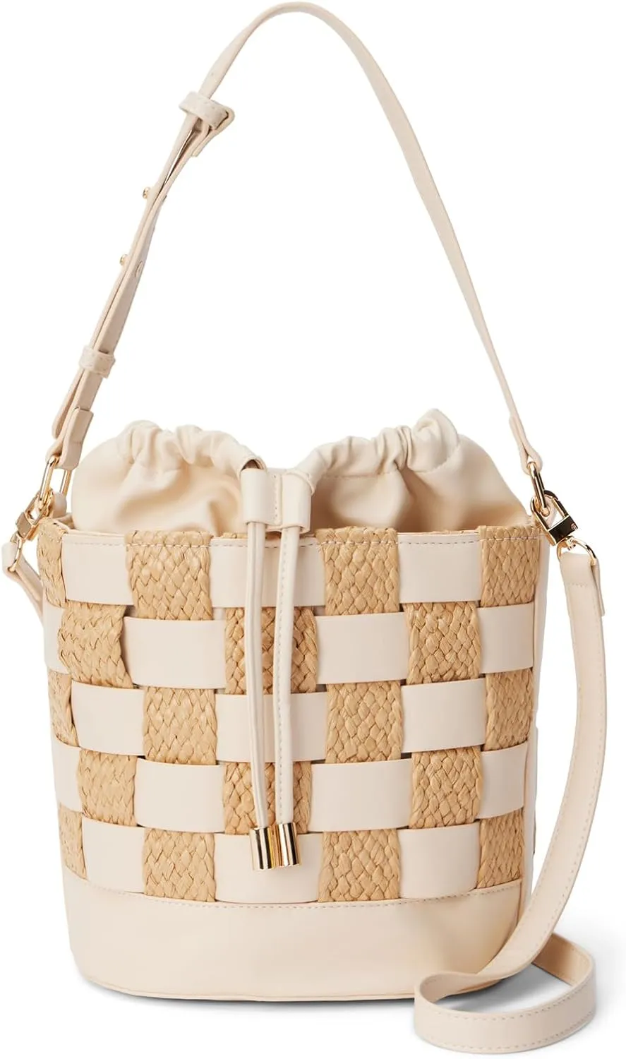 Matisse Balboa Straw Interlock Bucket Bag in Ivory