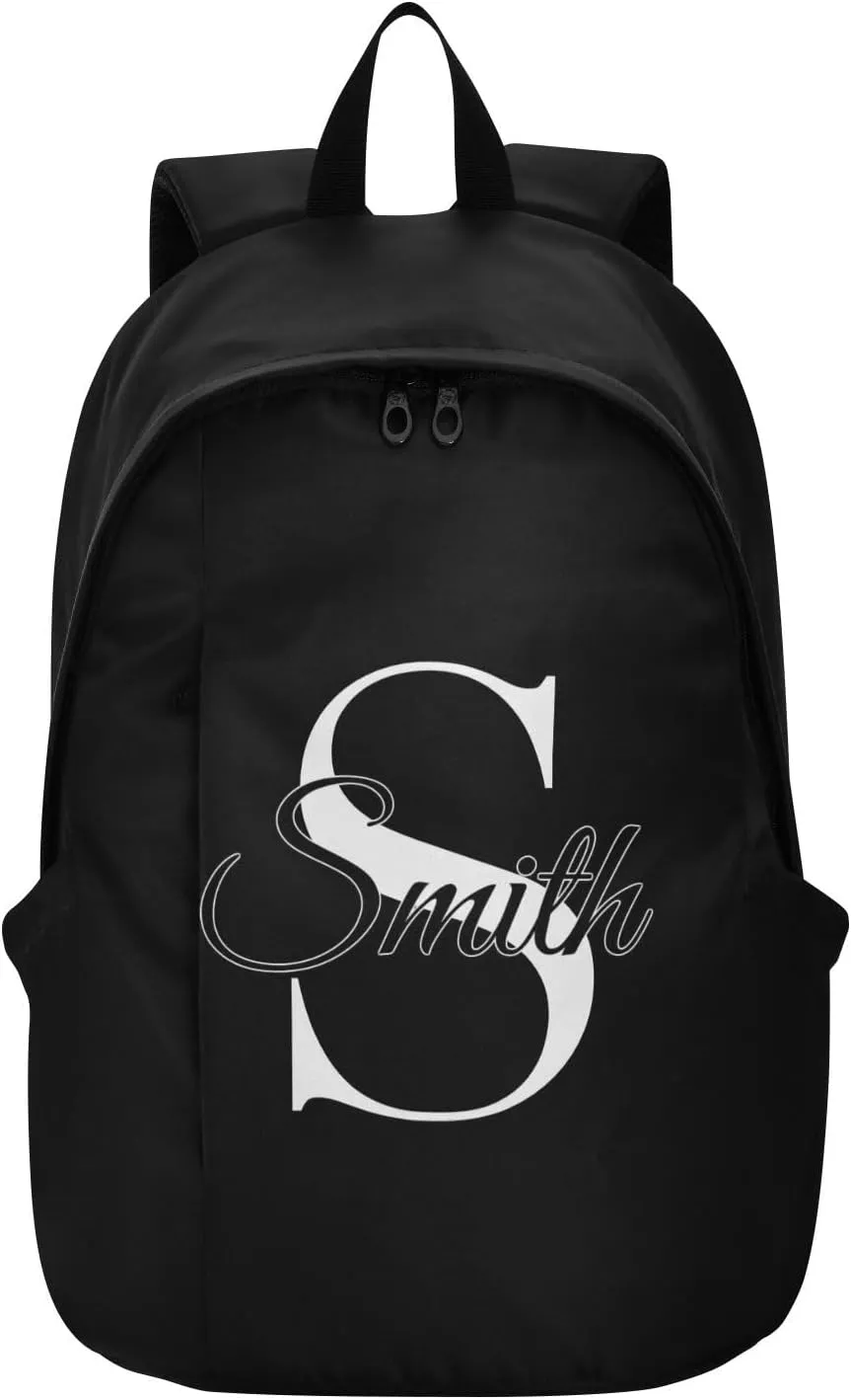 MCHIVER Custom Travel Backpack Black Personalized Casual Daypack Backpacks Lightweight Carry on Bag Water Resistant Large Backpack for Men Women