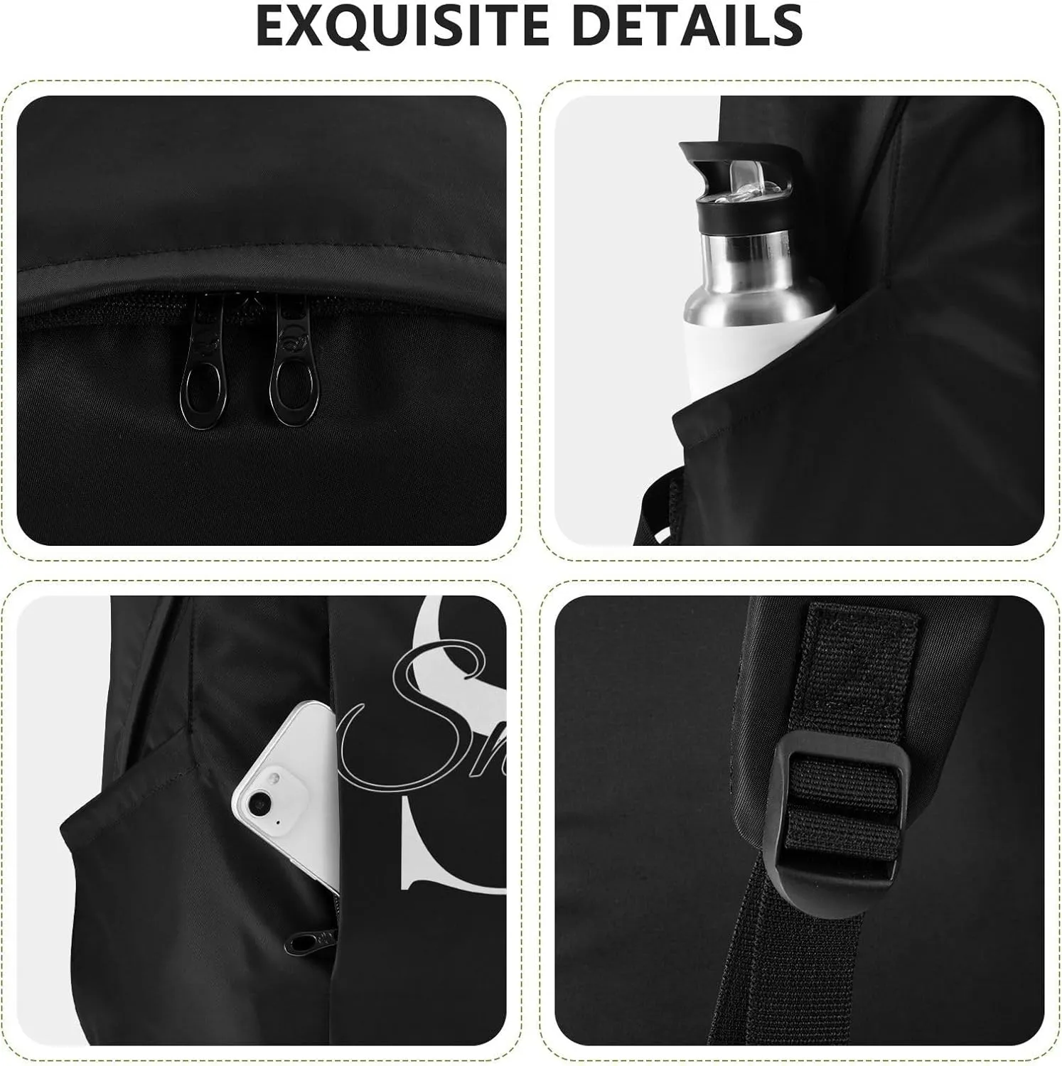 MCHIVER Custom Travel Backpack Black Personalized Casual Daypack Backpacks Lightweight Carry on Bag Water Resistant Large Backpack for Men Women