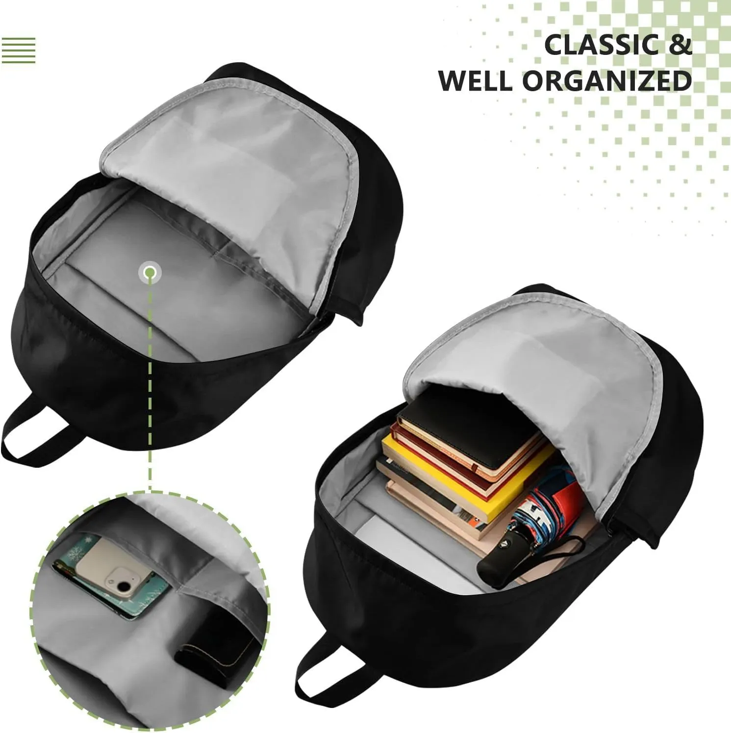 MCHIVER Custom Travel Backpack Black Personalized Casual Daypack Backpacks Lightweight Carry on Bag Water Resistant Large Backpack for Men Women