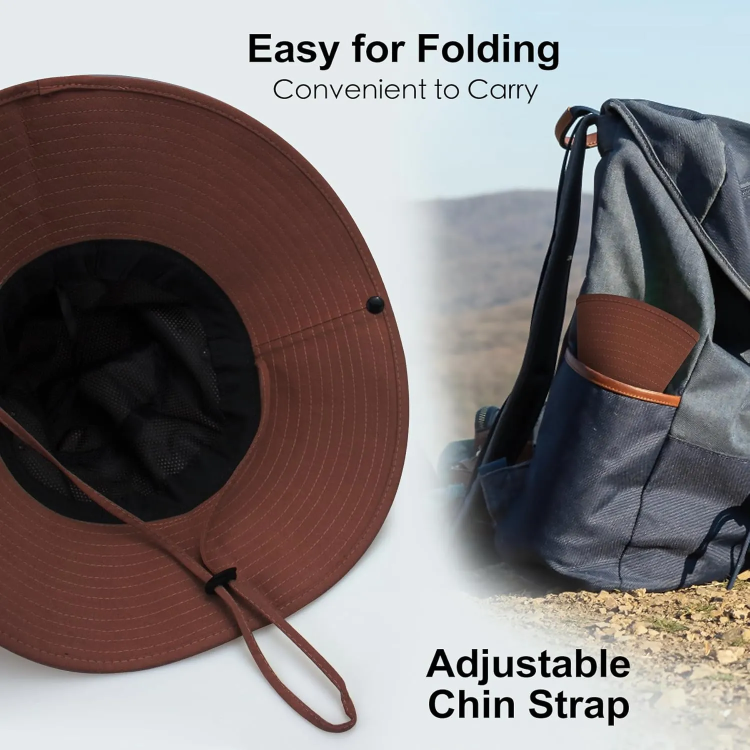 Men Sun Hat Summer UV Protection Wide Brim Bucket Hats Packable Boonie Cap for Fishing Hiking Gardening Safari Beach