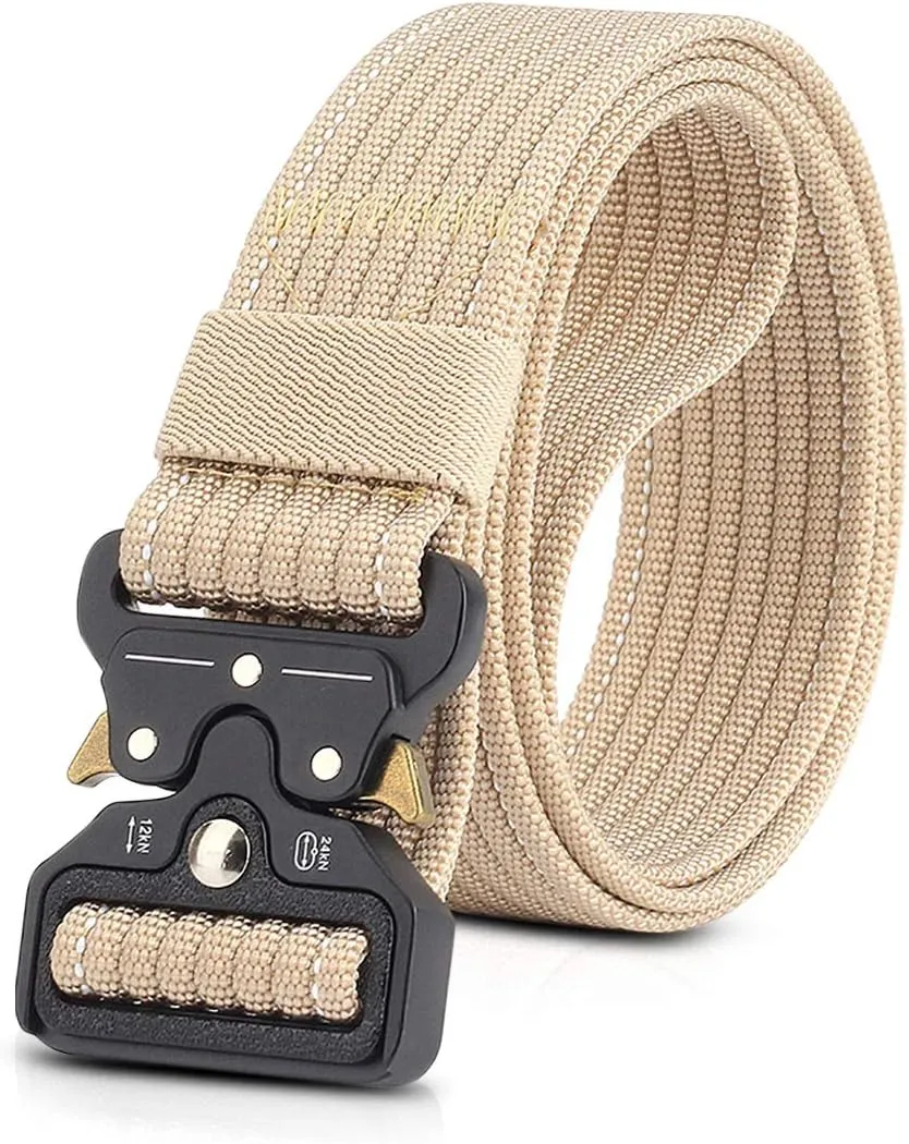 Men Tactical Belt 1.5 Inch Heavy Duty Belt Nylon Work Belt Quick-Release Metal Buckle for Molle Sport