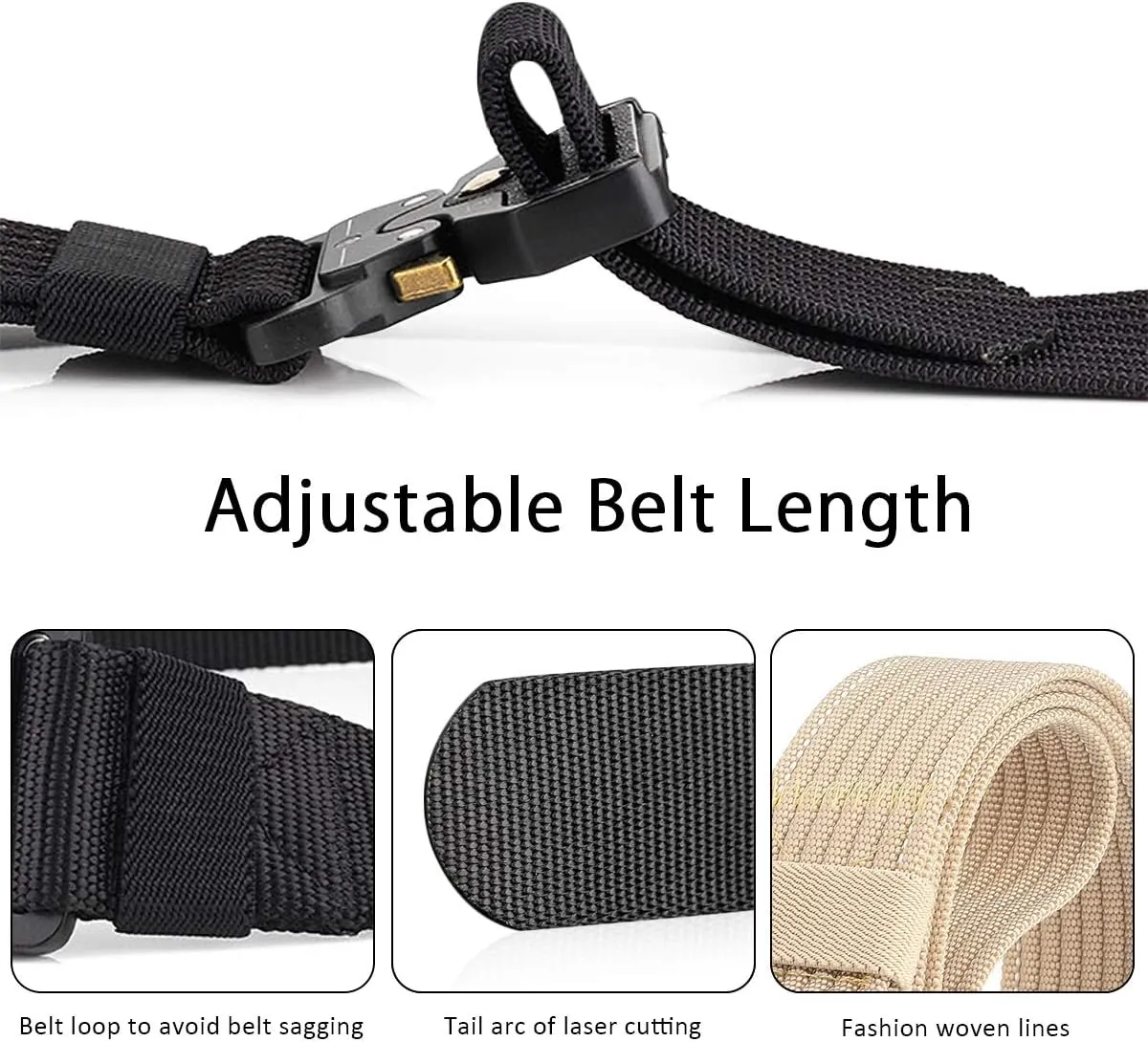 Men Tactical Belt 1.5 Inch Heavy Duty Belt Nylon Work Belt Quick-Release Metal Buckle for Molle Sport