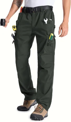 Mens Cargo Tactical Pants with 11 Pockets Work Hiking Water Resistant Lightweight Ripstop Military Pants