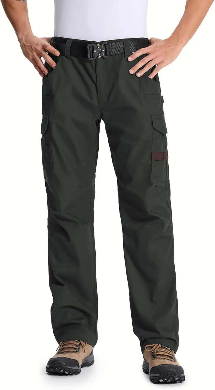 Mens Cargo Tactical Pants with 11 Pockets Work Hiking Water Resistant Lightweight Ripstop Military Pants