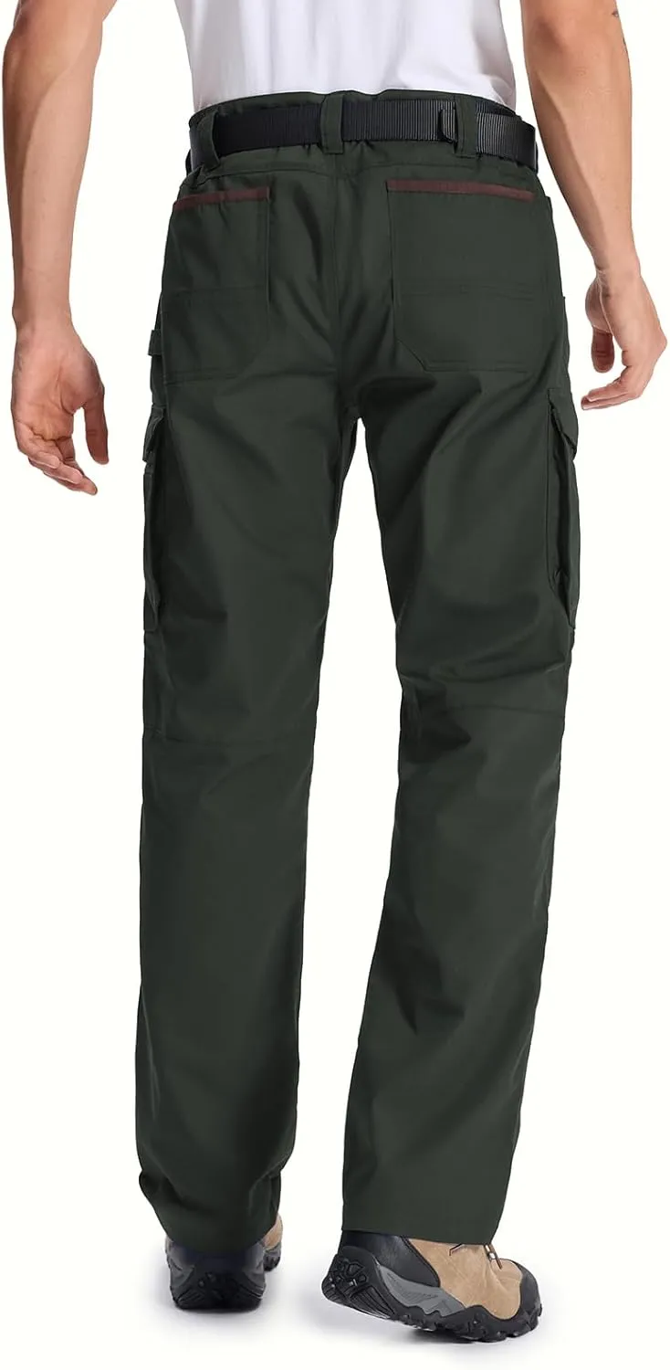 Mens Cargo Tactical Pants with 11 Pockets Work Hiking Water Resistant Lightweight Ripstop Military Pants